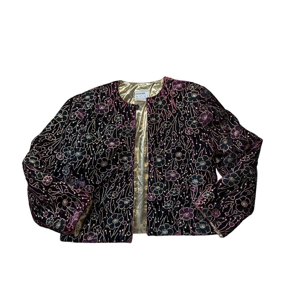 ROTHSCHILD for Lilli Ann Night Life Designs Jacket, women's Large, Velvet & Gold